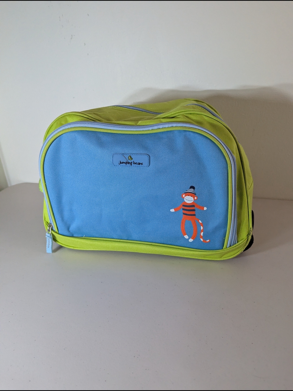 Jumping Beans Kids Rolling Duffle Bag Monkey Travel Bag Blue Green